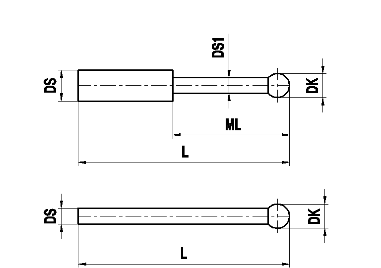 щуп для держателя, рубиновый шарик Ø5 мм, стержень из карбида вольфрама, L 45 мм, для систем ZEISS A-5555-0117